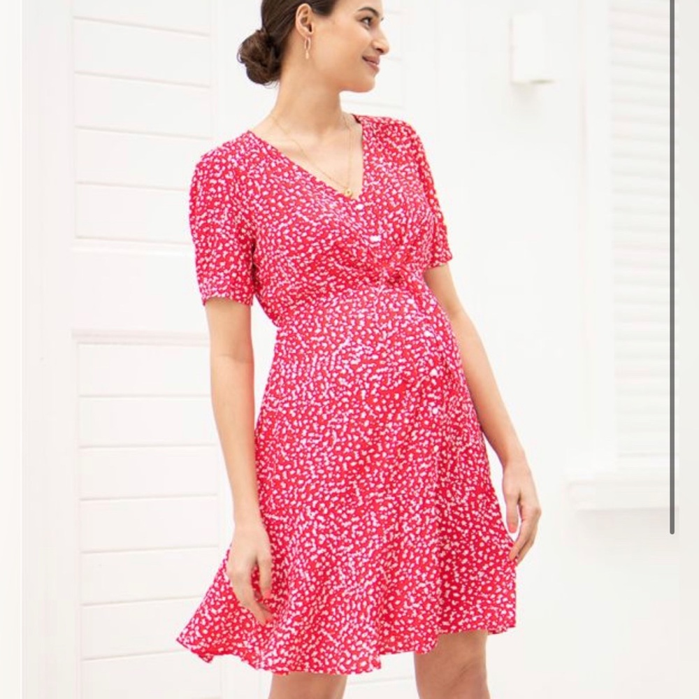 Seraphine Red Front Tie Maternity Dress. Size 4